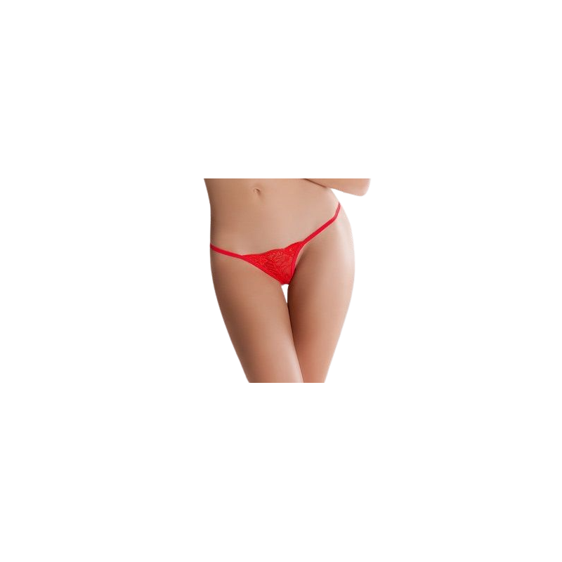 Passion - Micro String Rouge Taille Unique Avec Dentelle
