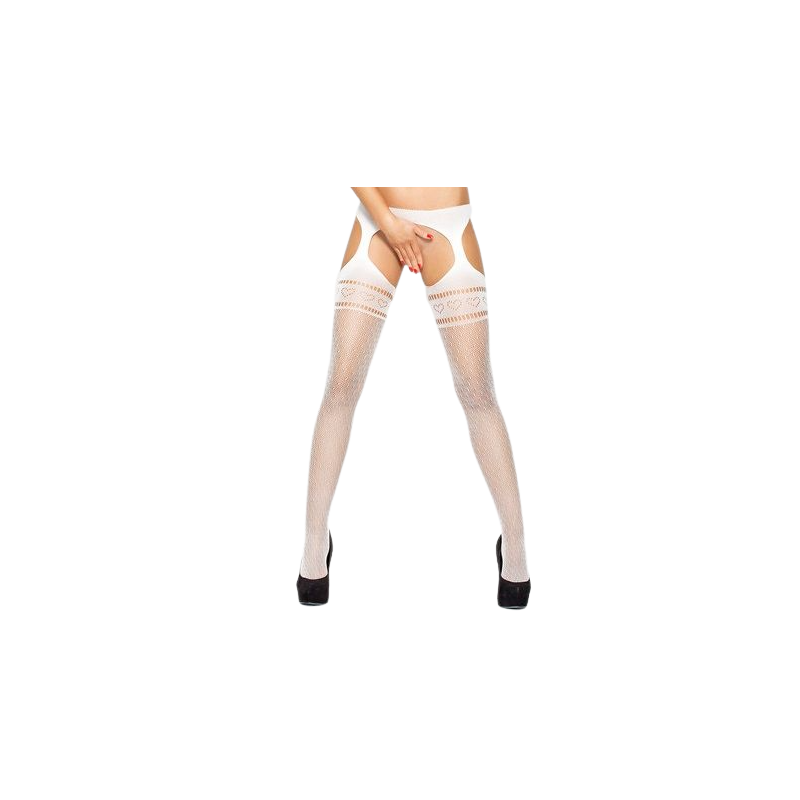 Passion - Collants Avec Jarretière Bs002 Blanc